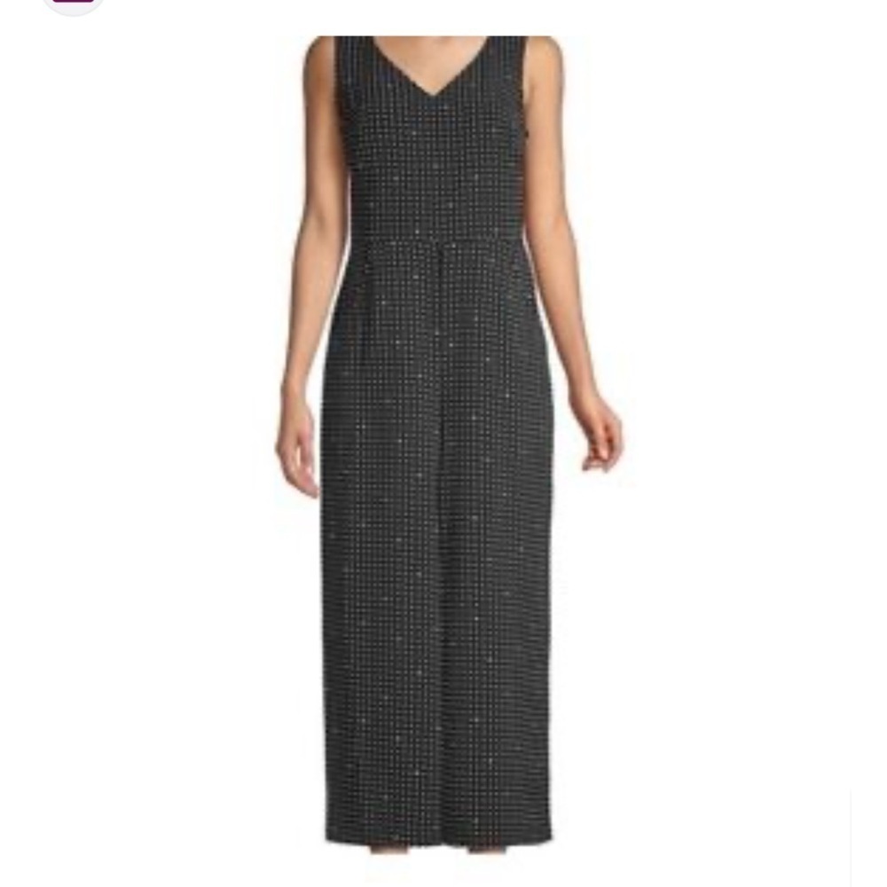 Karl Lagerfeld Paris Black White Polka Dot Hearts Wide Leg Sleeveless Jumpsuit 6